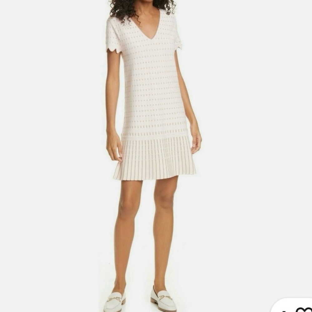 Ted Baker London Pink & Gold Maciiey Stitch V Neck Dress